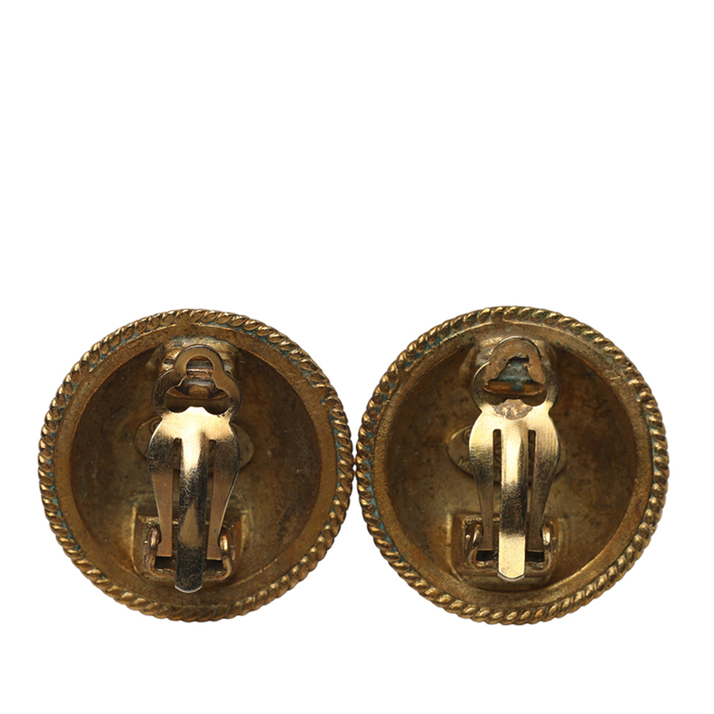 Pre-Loved Chanel CC Gold Plated Round Button Clip on Earrings - Picture 2 of 3